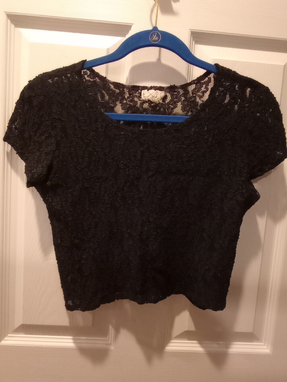 Black Lace Short Sleeve Top